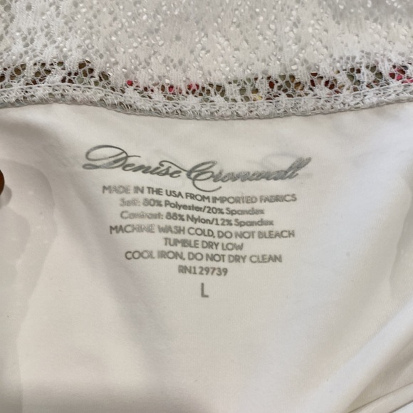 Denise Cronwall tennis tank top with sheer and floral trim size large - Picture 5 of 8